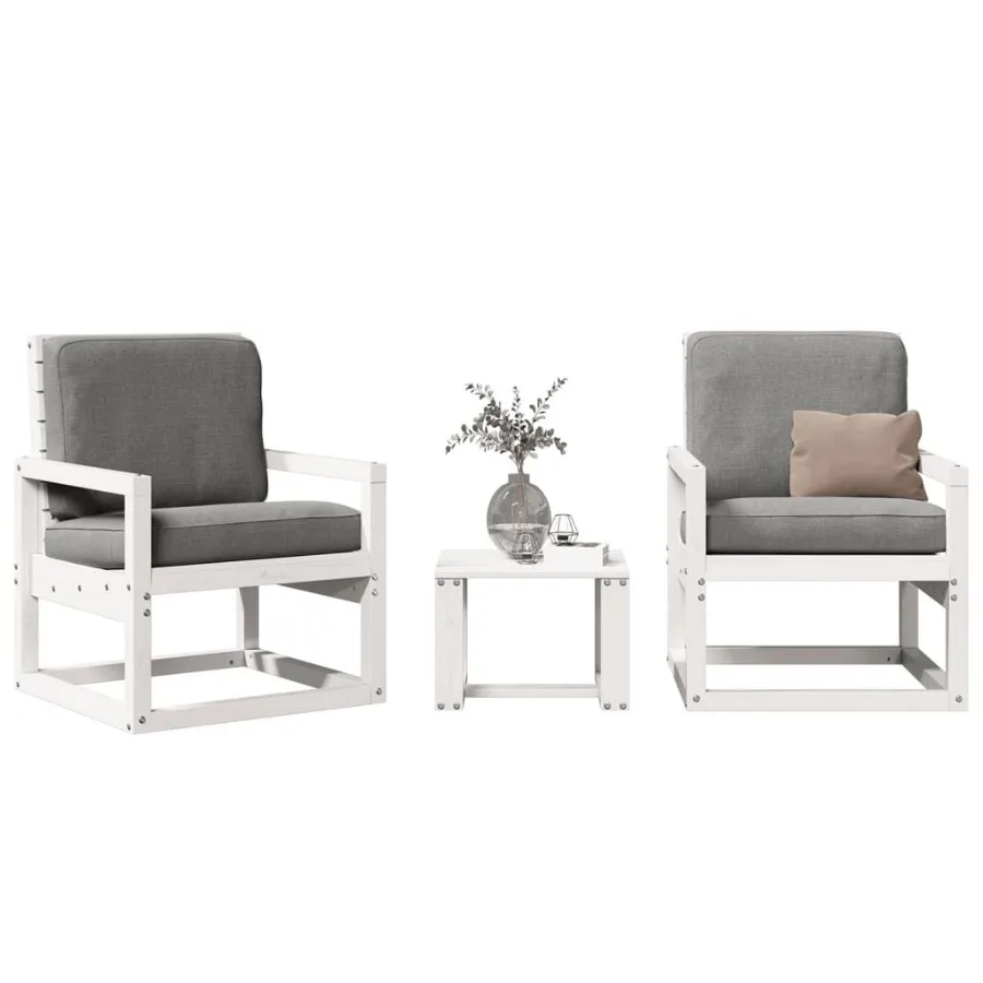 

Garden Lounge Set White Solid Pine Wood Medium Modular