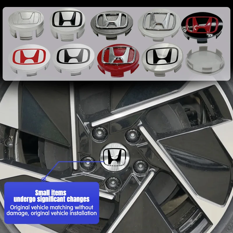 4pcs 58mm 62mm 69mm Hub Caps Car Wheel Center Caps For Honda Fit Jazz GK5 Civic Type-R CRV Pilot Accord Insight Spirior City HRV view 4