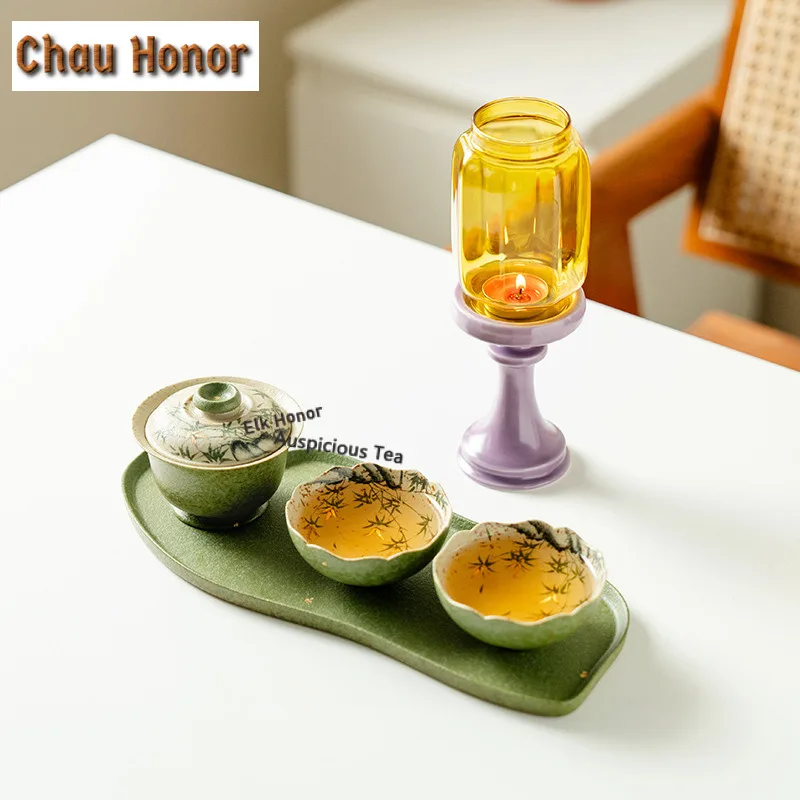 Sprinkle Gold Hand-painted Golden Bamboo Tea Set Complete Set Japanese Tea Ceremony Set Teapot And Tea Cup Set Teaset Ornaments