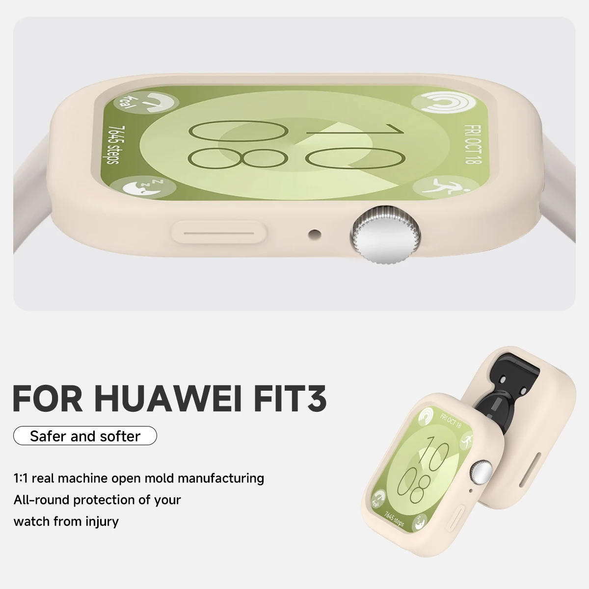 حافظة من السيليكون لساعة Huawei Watch Fit 3 حزام ساعة ذكية من مادة TPU غطاء ممتص للصدمات ناعم Fit3 محول ملحقات شل