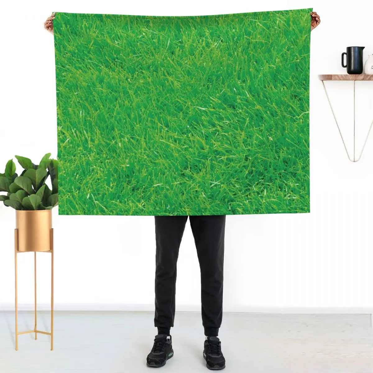 Real Green Green Grass Throw Blanket Stylish Decor Blanket Gift for Friends Roommate