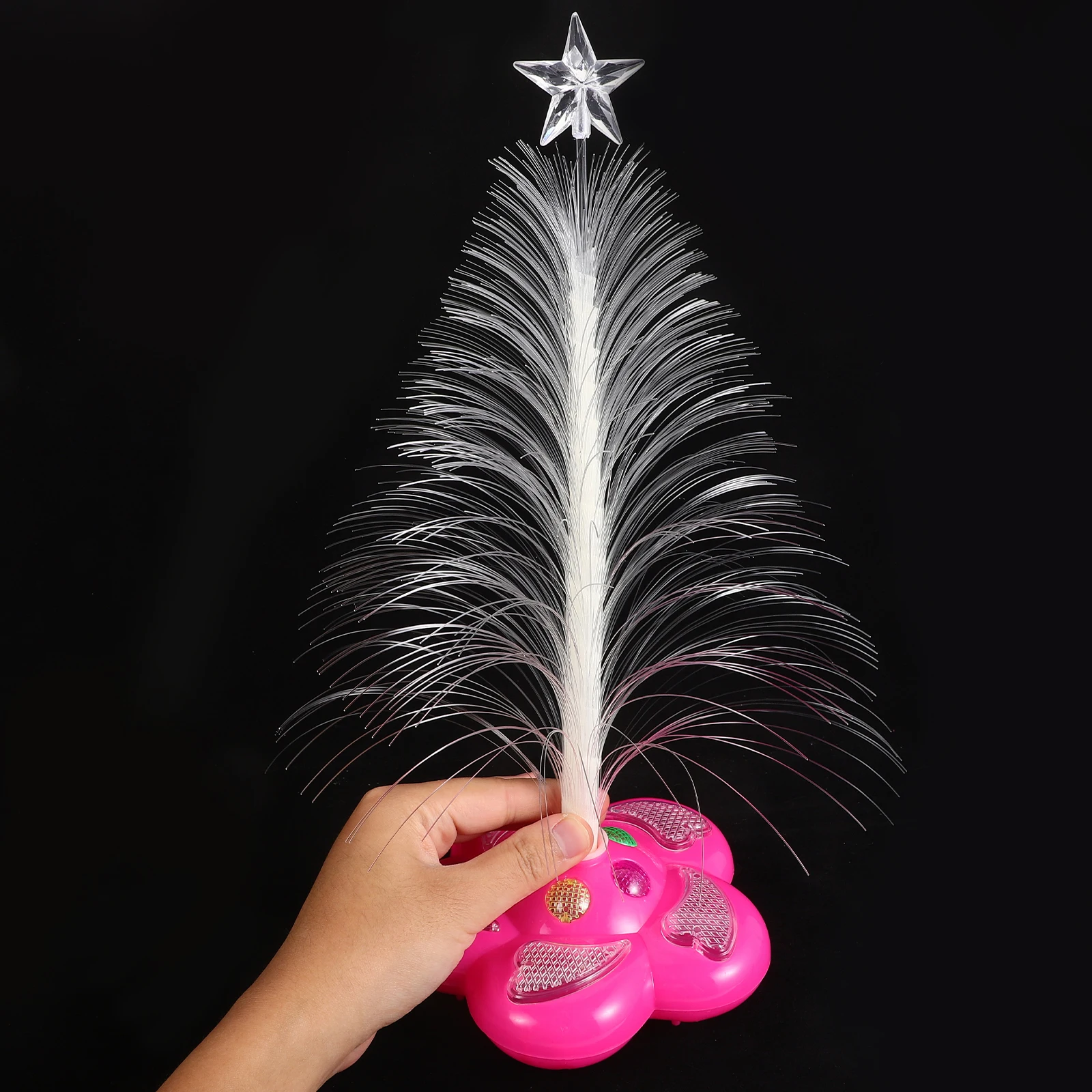 

Flashing Christmas Tree Fiber Optic Lamp Color Changing Led Night Light For Home Bedroom Party Decoration Random Color No