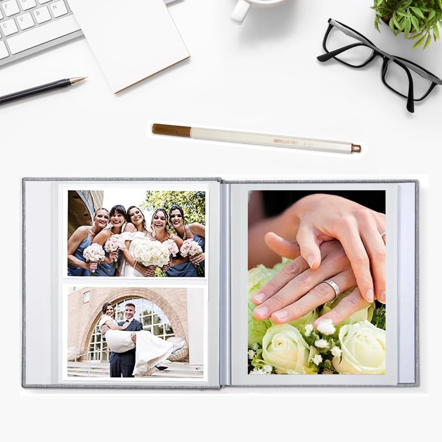 1 photo album self-adhesive scrapbook suitable for 2x3 4x6 photo album DIY linen cover album 15 pages 30 blank pages suitable