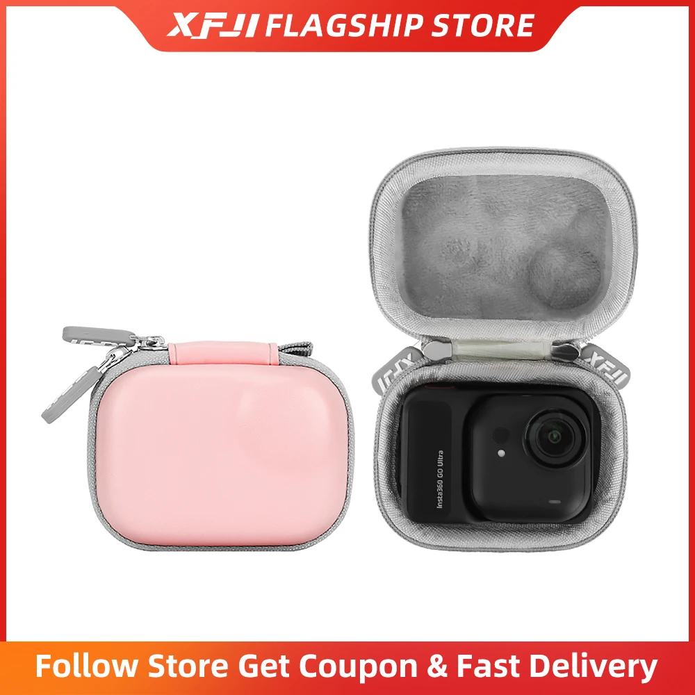 XFJI Mini Camera Case for Insta360 GO Ultra Portable Travel Carrying Case PU Hard Storage Bag Organizer Case Accessories