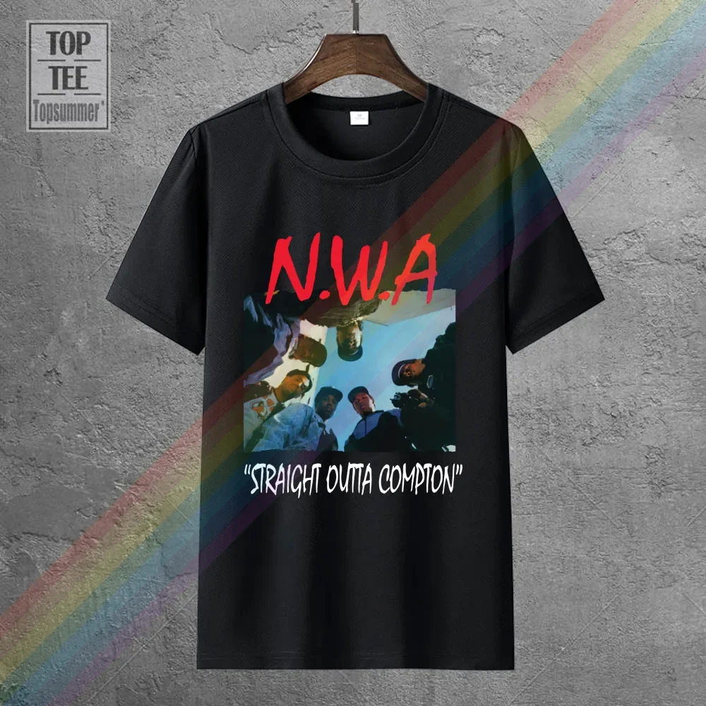 N W A T Shirt Straight Outta Compton Tee Shirt Man Movie Hip Hop Rap Nwa Ice Cube Dr Dre Eazy E Dj Yella Mc Ren Black S 3Xl