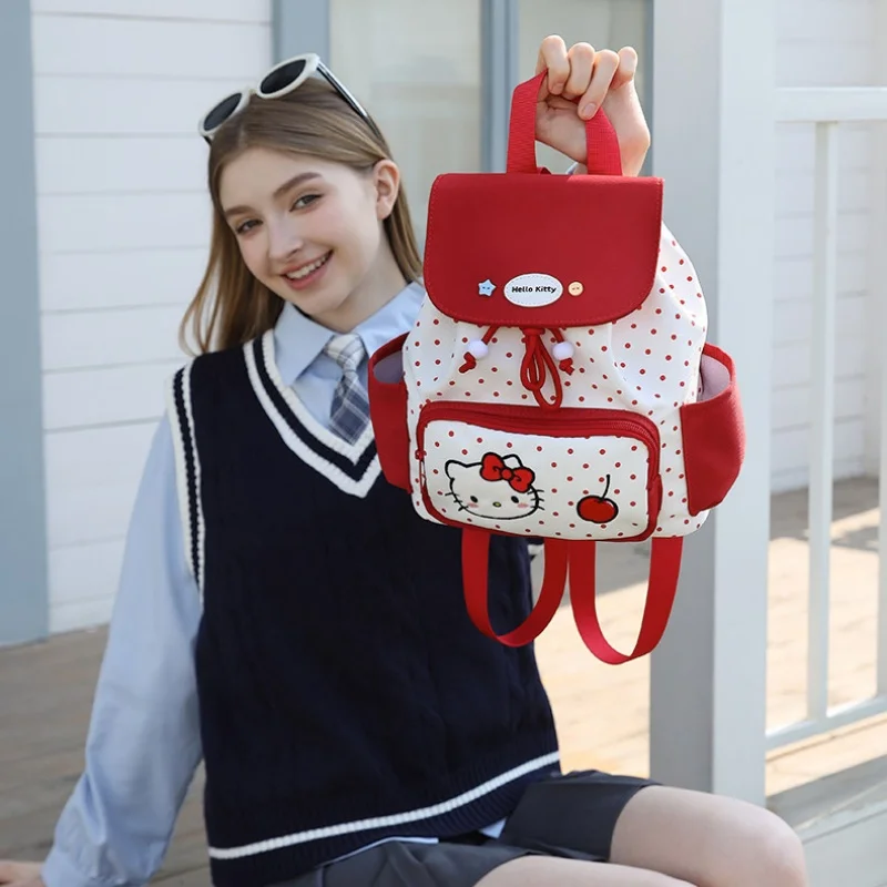 

Genuine Hellokitty Red And Black Cute Lightweight Mini Backpack Women Casual School Bag For Daily Travel Commute Girl Gift