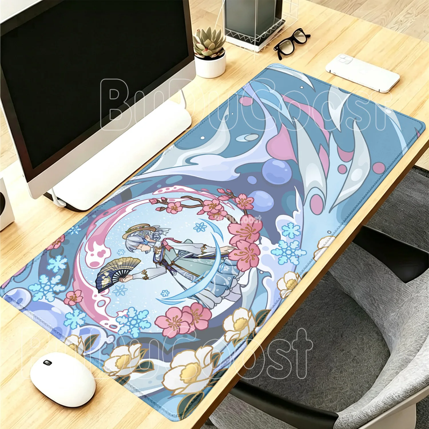 Large Genshin Impact Gaming Nicole Reeyn XXL Overlock Mouse Pad Non-slip Base Keyboard Anime Girl Desk Mat HD Printing Mousepad