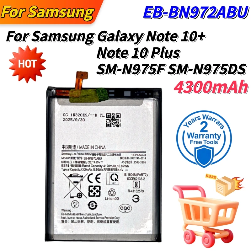 100%New High quality EB-BN972ABU For Samsung Galaxy Note 10+ Note 10 Plus SM-N975F SM-N975DS Phone Batteries Fast Shipping+Tools