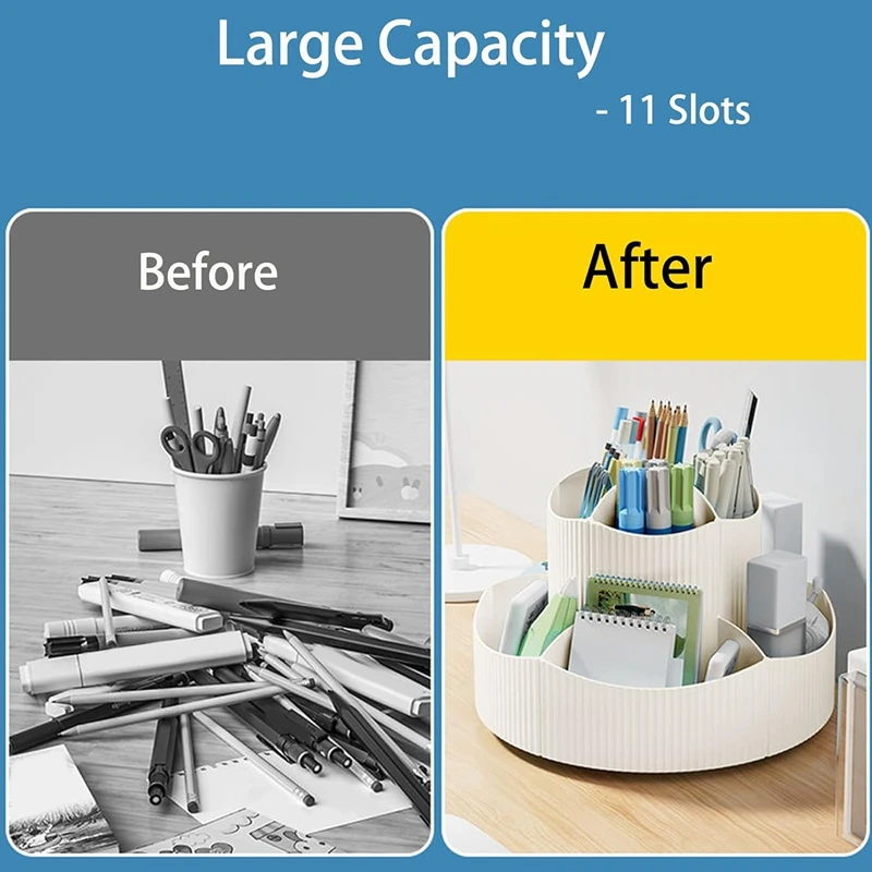 11 Slots 360 Degree Rotating Desk Organizer Dual-Purpose Desk Organizers And Accessories