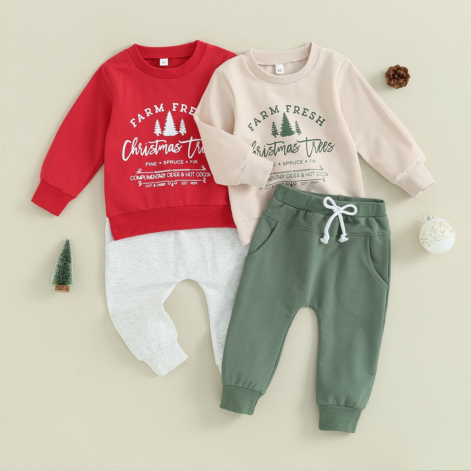 Baby Boy 2 Piece Outfits Christmas Letter Print Long Sleeve Sweatshirt Elastic Pants Xmas Outfits Toddler Kids Winter Clothes