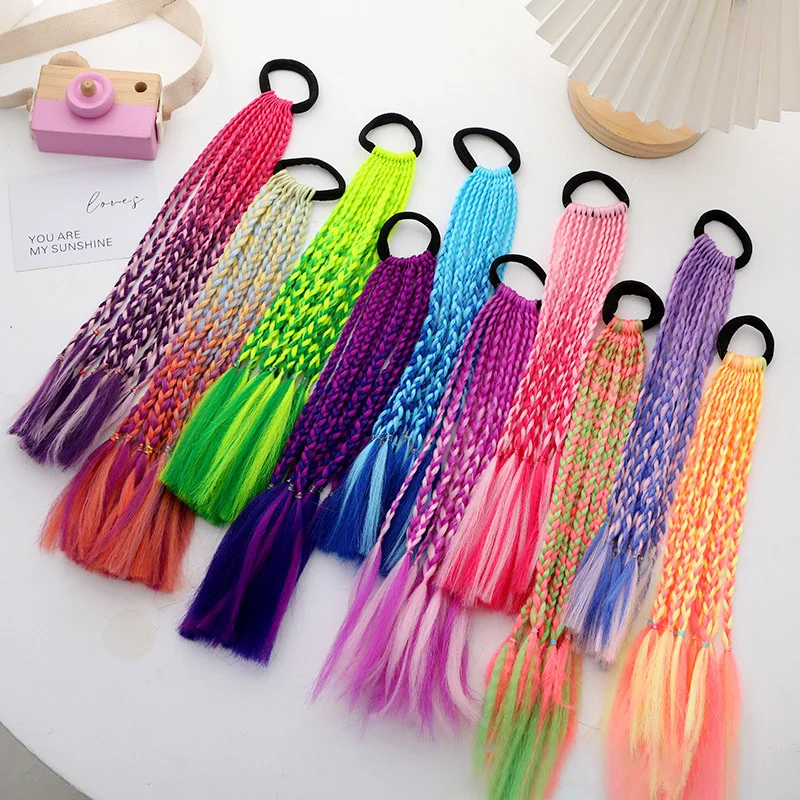 1 PC nowe dziewczyny brudne warkocze kolorowe Twist Tie peruki kucyk opaski na głowę opaski gumowe dziecięce akcesoria do włosów nakrycia głowy księżniczki