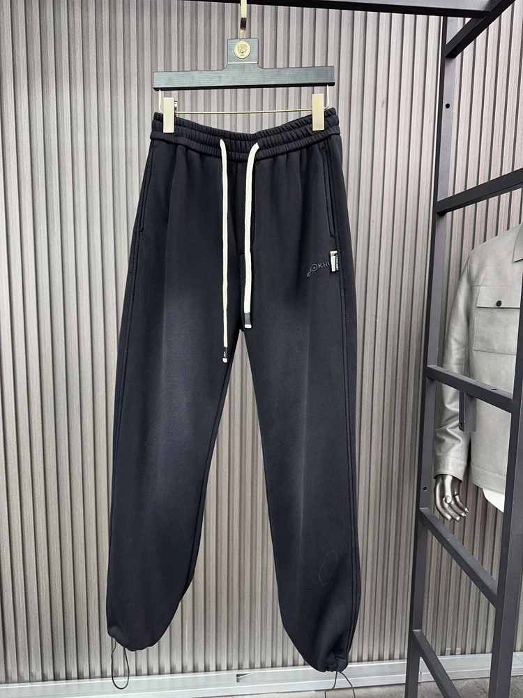 

Мужские модные брюки Thiened Fce на подкладке с 3D прямыми штанинами, осень-зима, облегающие повседневные брюки с манжетами, бренд Pampa