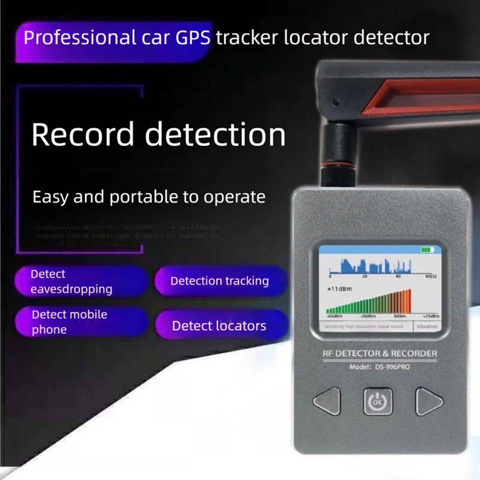 Anti-Spy Detector 50MHz-4GHz Detect hotels Hidden Wifi Bluetooth GPS Trackers Wireless Bugs/Pinhole Camera Scanner Cam Detector