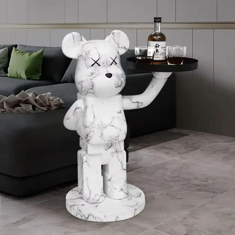 Large Building Block Bear Tray - Violent Bear Figurine Ornament for Living Room Decorative Home Storage Soft Gift