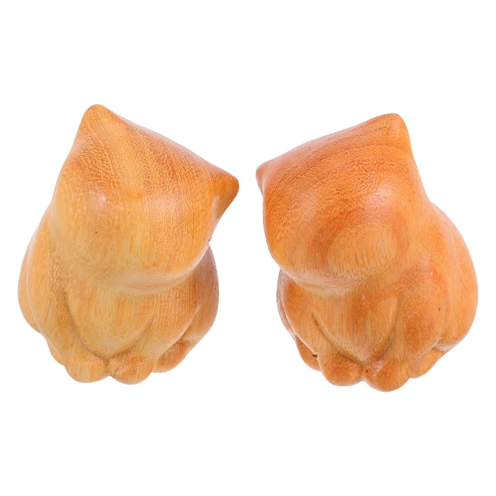 

2Pcs Hand Carved Wood Cat Ornament Small Desktop Sculpture for Home Shelves Decoration Cat Figure Kitten Figurines