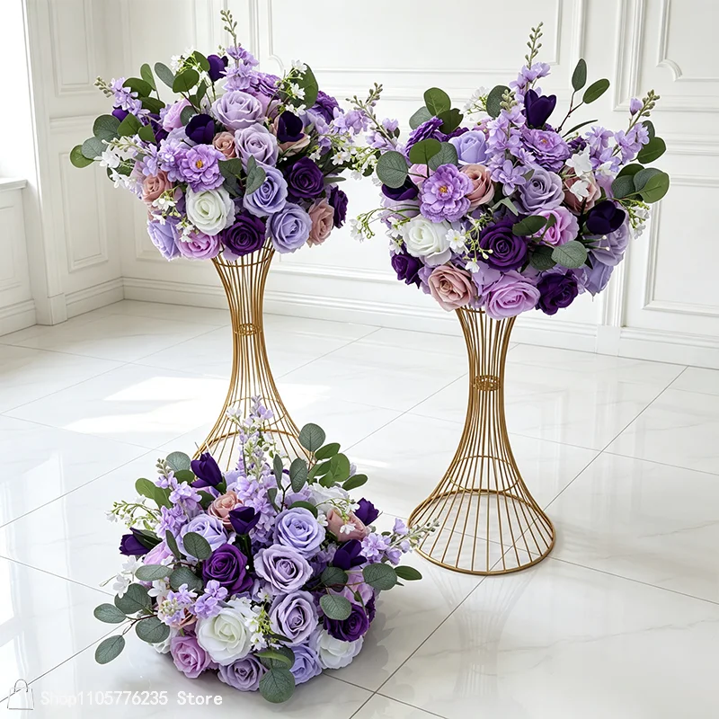 Lila Lavendel Künstliche Blumen Tischdekoration für Hochzeiten 30-80cm Luxuriöses Rosenarrangement Blumendekoration für Party-Bankett-Deko – Detail 4