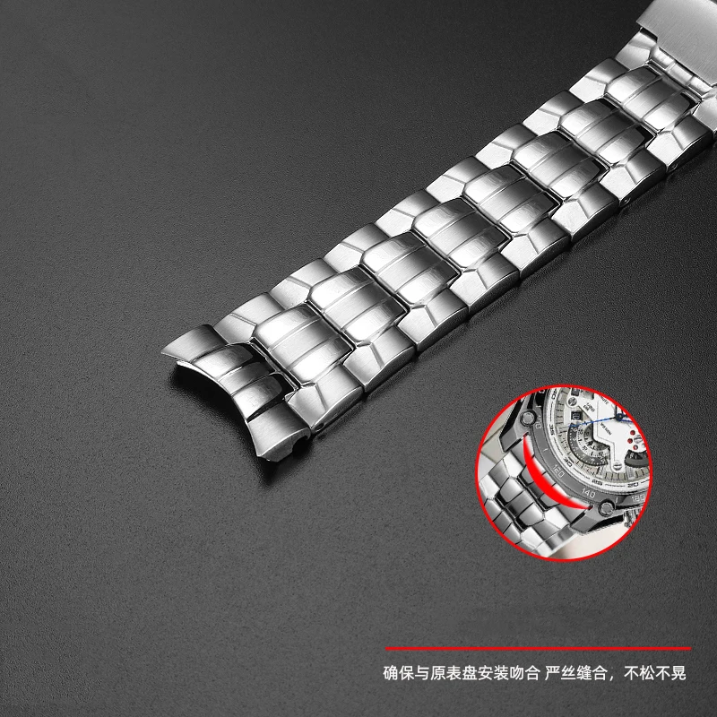 For Casio EF-550  Stainless Steel Watchband 22mm Silver Strap Deployment Buckle Bracelet Metal Belt Men\'s Watch Chain