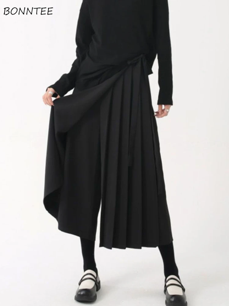 

Wide Leg Pants for Women Casual Bandage Irregular Design Fashion High Street Personality Cool Ankle-length Pantalones De Mujer