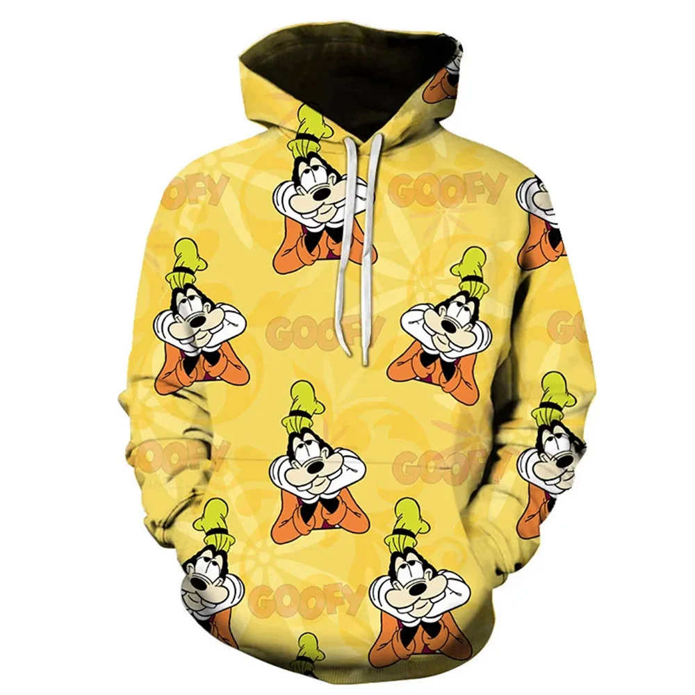 Disney-Sweat à capuche à manches longues pour hommes et femmes, pull en Y, streetwear décontracté, film Goofy, 3D, garçon, fille