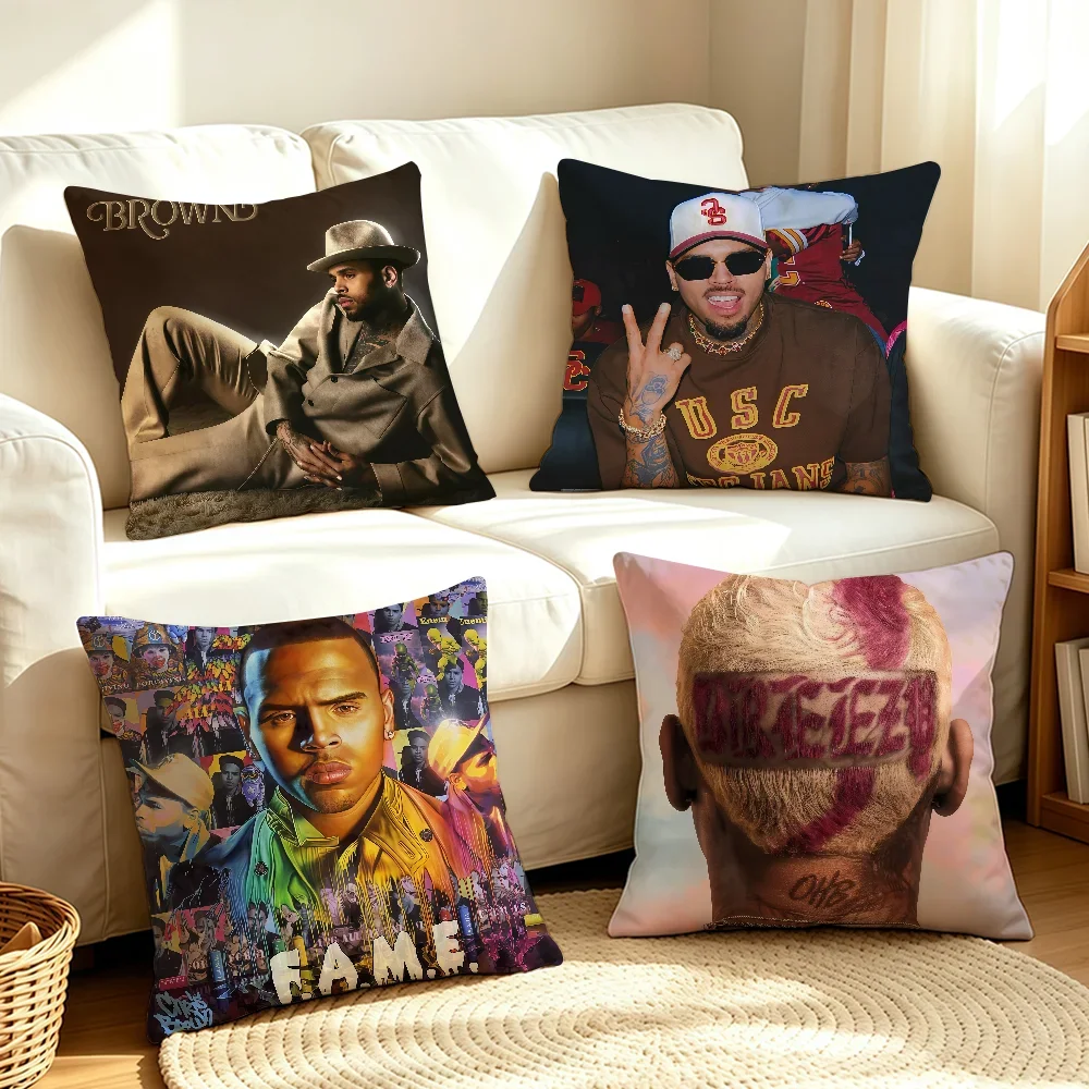 Rapper C-Chris B-Brown BROWN cushion cover Soft Smooth Pillow Case Hidden Zipper Washable Decorative Couch Office Gift