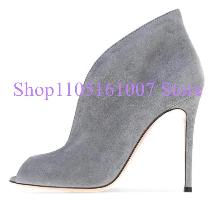 جلد الغزال امرأة حذاء من الجلد موضة عميق الخامس الجبهة سيدة الجوارب القصيرة مثير الانزلاق على موضة مكتب فستان الأحذية الإناث مضخات #2