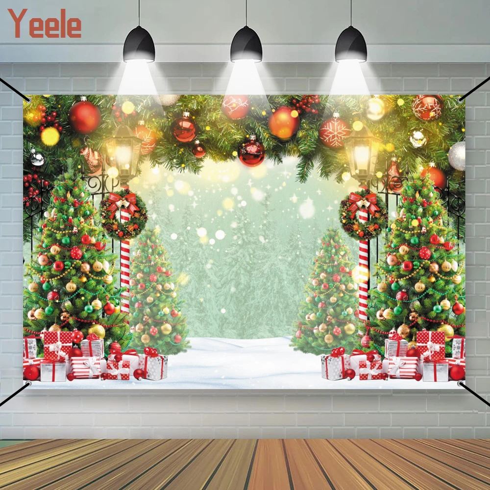 

XMAS Tree Forest Christmas Photography Background Shiny Light Bokeh Snowflake Snow Scene Kids Party Portrait Photocall Backdrops