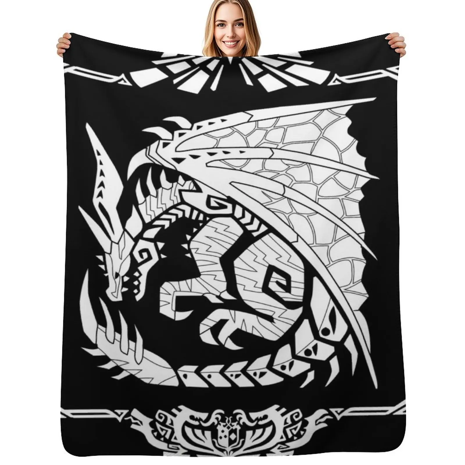 Safi'jiiva Monster Hunter World Throw Blanket Thermals For Travel Comforter Decorative Throw Flannel Blankets