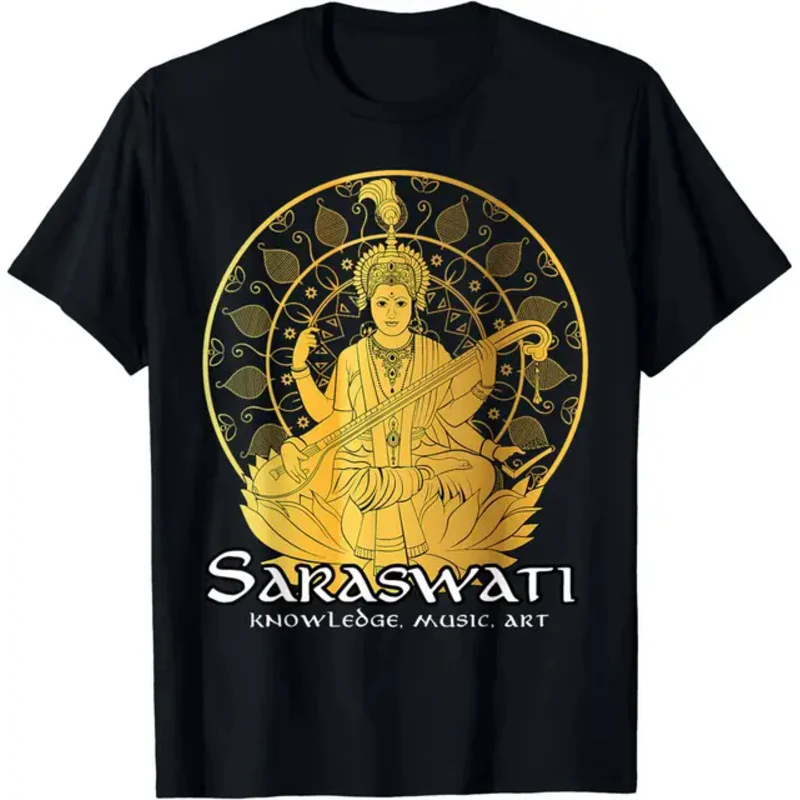 Hindu Shirts Hinduism Diwali Festival Gods Goddess Saraswati T-Shirt Festival Wear Clothes  Shirts for Women  Graphic T Shirts