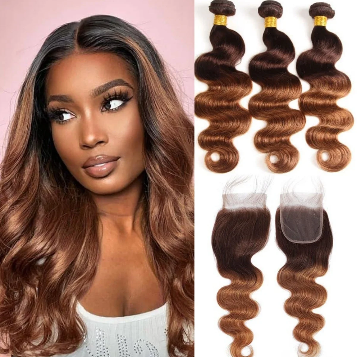 Colored Body Wave Bundles With Closure Brazilian Human Hair Weave Bundles With HD Lace Closure Frontal Virgin Remy Raw Hair