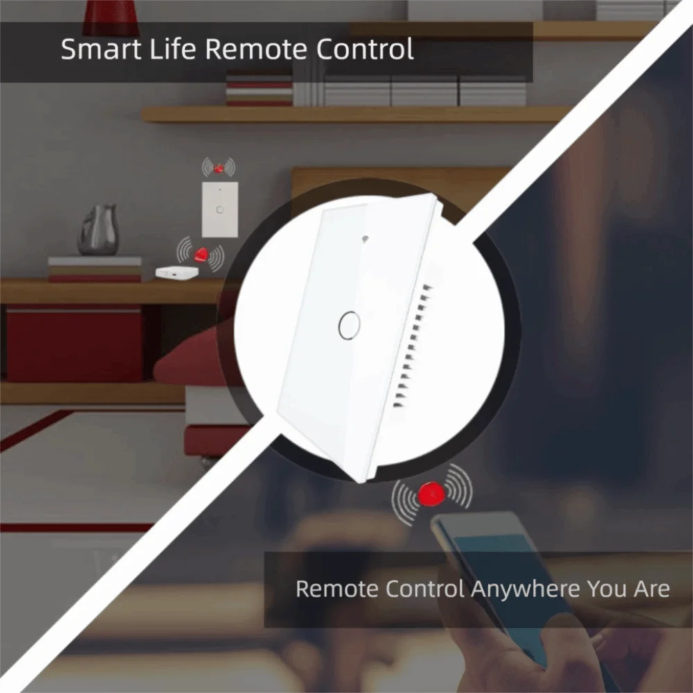 

US Plug WiFi Smart Light Switch Touch Control App Control Touch Sensor Switch Single Open Remote Control Wall Switch Smart Home
