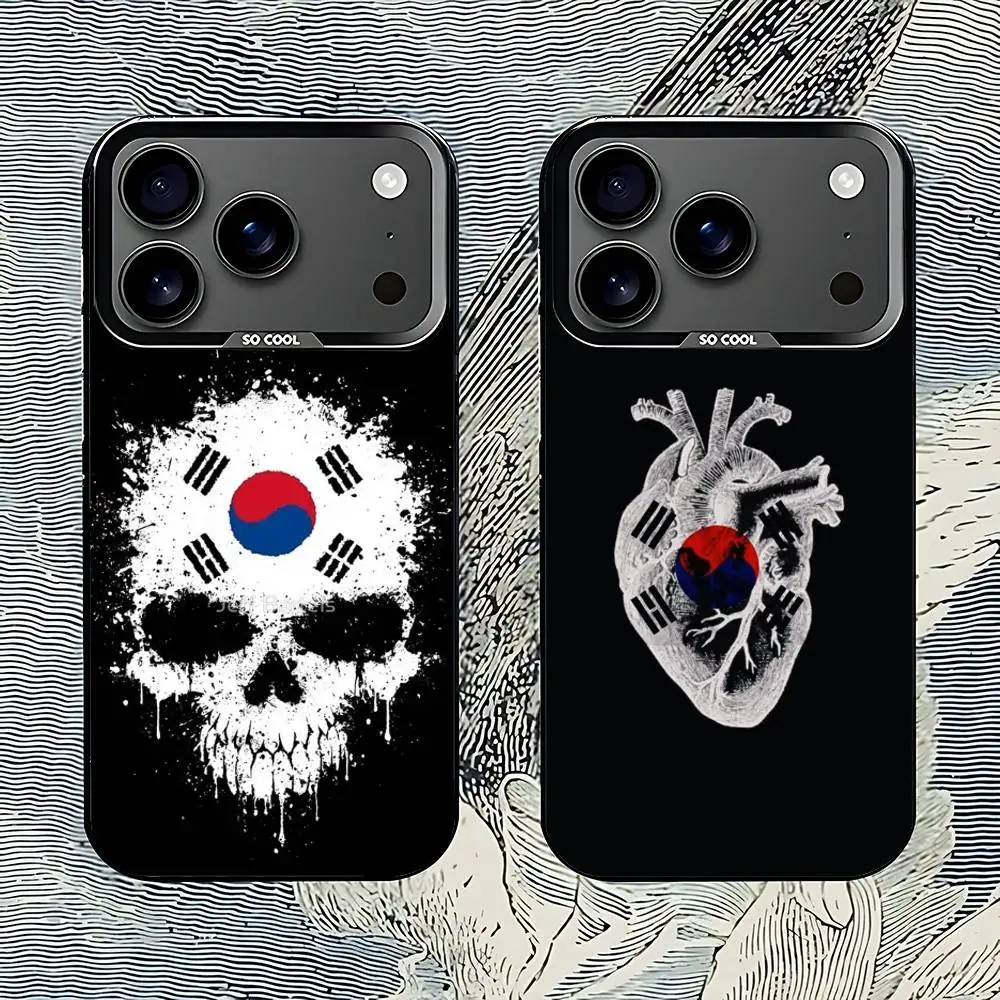 South Korean flag Phone Case IMD For IPhone 18 17,16,15,14,13,12,11 Pro Max Plus Color Black Cover