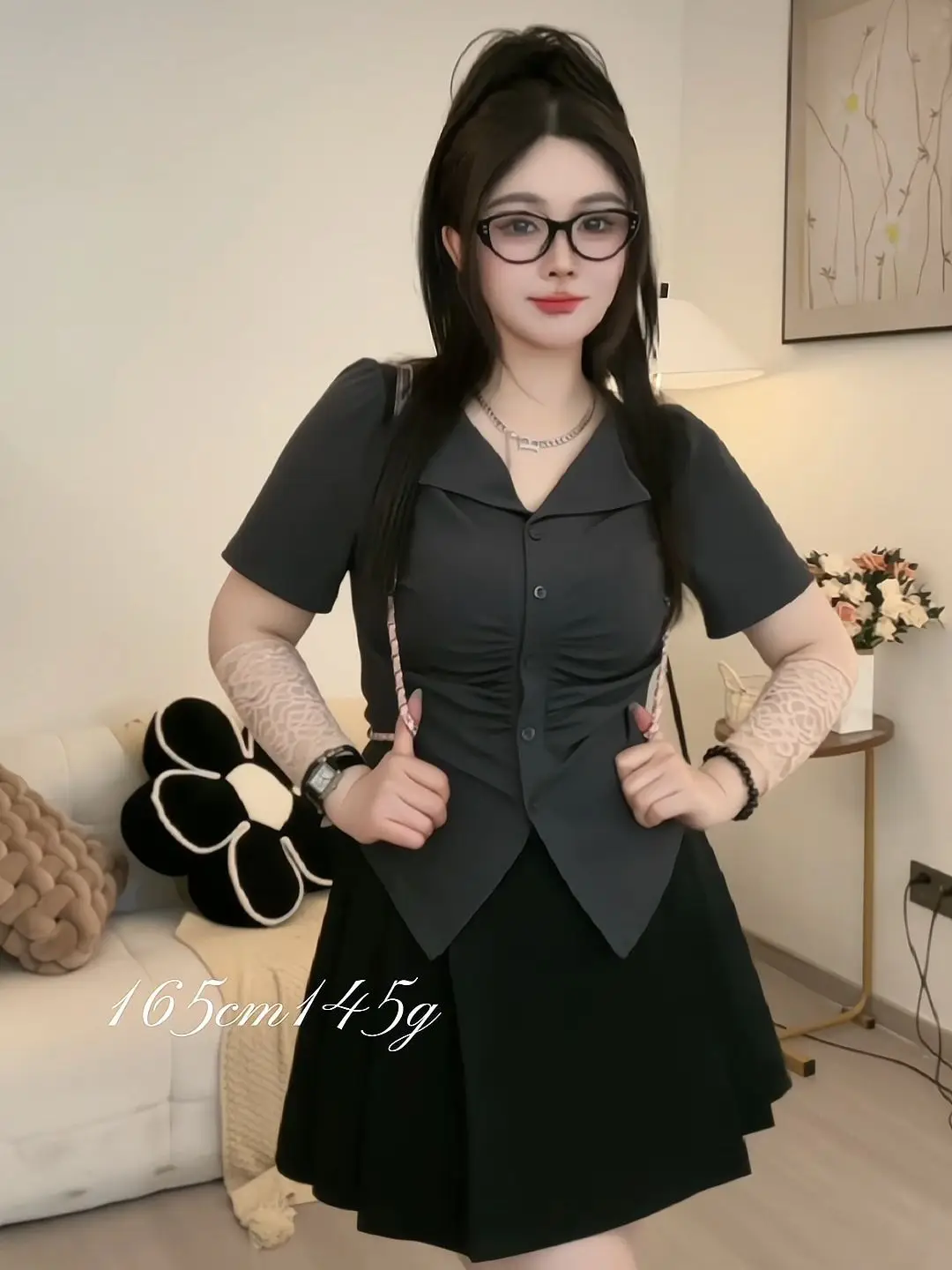 

Sweet Folded Design V-Ne ort Sve Irregular Top Versatile Large Size Summer New Sle ular Chinese Cotton T-irt
