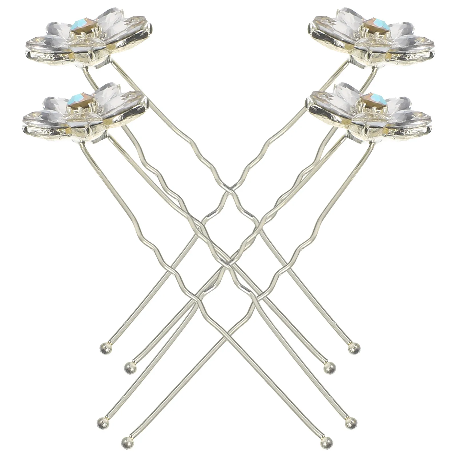 

4 Pcs Rhinestone Hairpin Wedding Accessories Bridal Updo Hairstyles Zinc Alloy Bobby Pins Hair Decorations Women