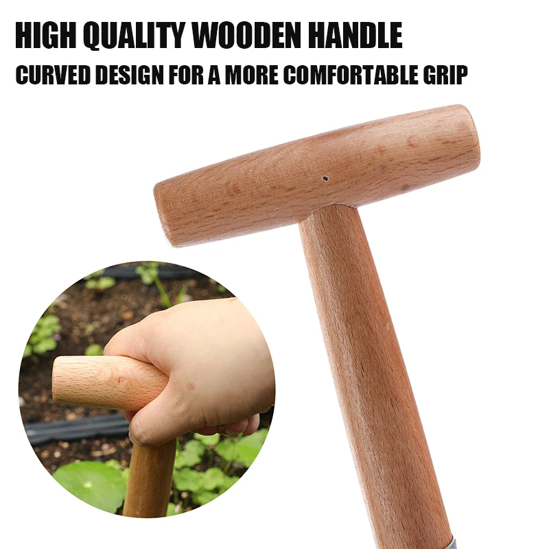 

Hand Sow Dibbler With Wood Handle For Sowing Seeds Transplanting Plants Planting Bulbs Digging Gardening Garden Hole Punch Tool
