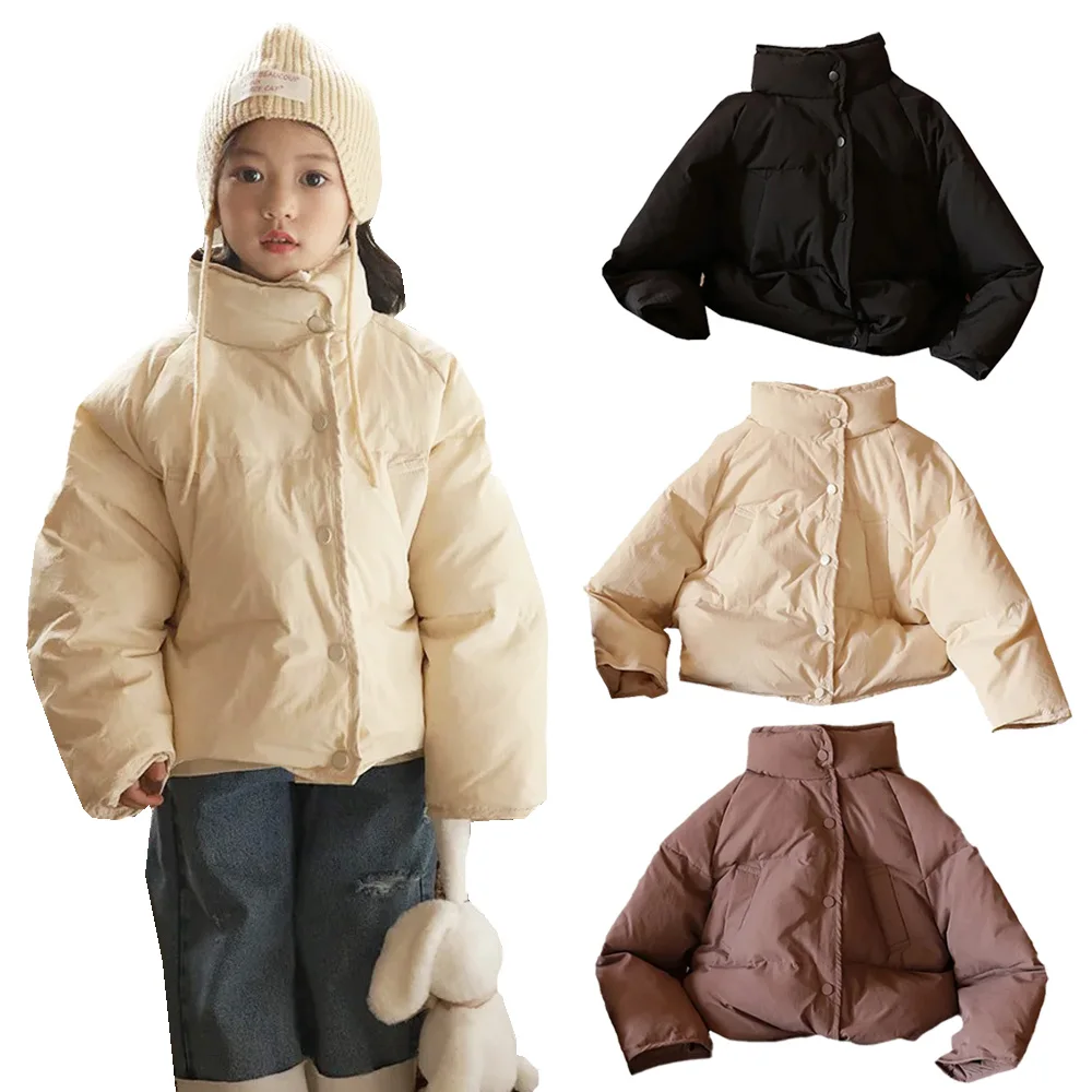 White Duck Down Kids Jackets Loose Warm Winter Children Down Coats for Girls Boys Stand Collar Thicken Kids Outerwear Clothes