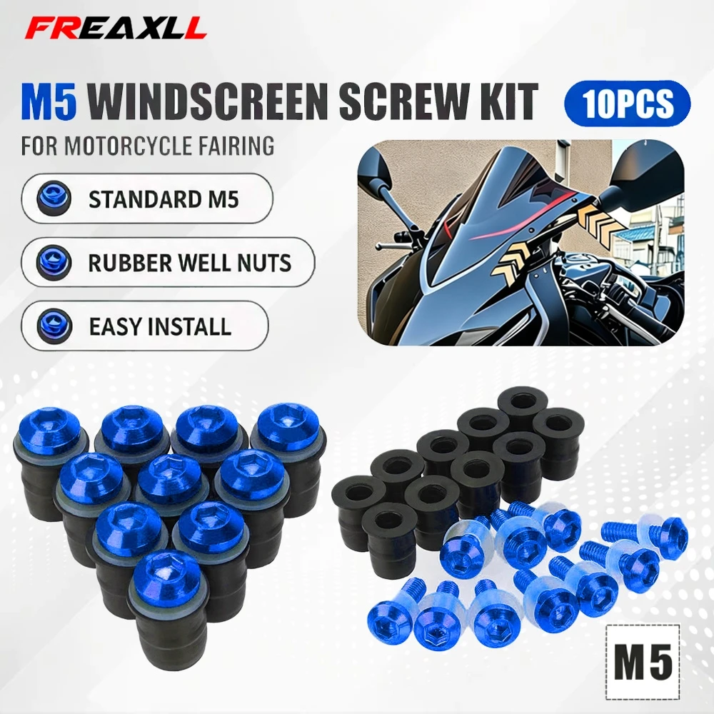 10pcs M5 FOR BMW R1250Rallye R1250RS R1250RT R250GT S1000 S1000R S1000RR S1000XR Windshield Nuts Windscreen Fairing Screw Bolts