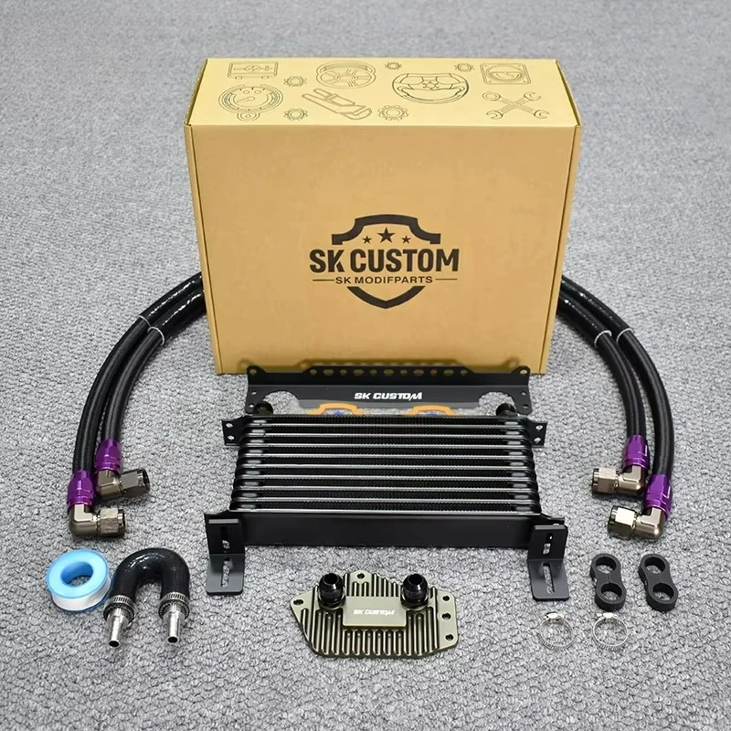 Aluminum Engine Oil Cooler Kit for Cadillac LSY Racing Oil Cooling Radiator with Adapter Braided Hose Full Set