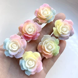 36mm color luminous large Rose Flat back flower Rhinestone decoration DIY bow decal resin craft Flat back resin accessories