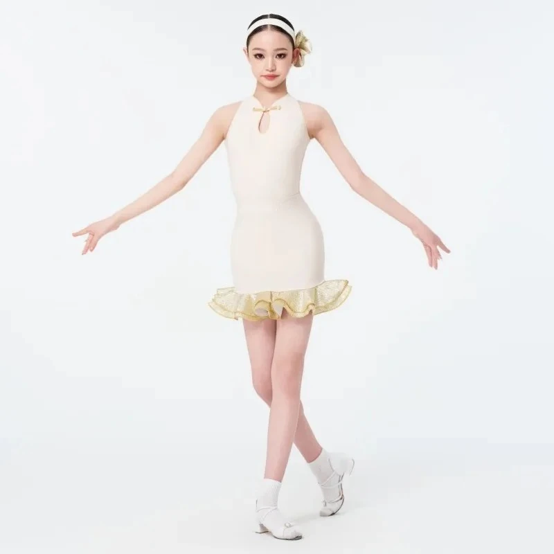 UK Latin Dance Wear Meisjes Kinderen Lente Zomer: Oosterse elegantie dansjurk, traditioneel oefenkostuum Lijndanskostuum