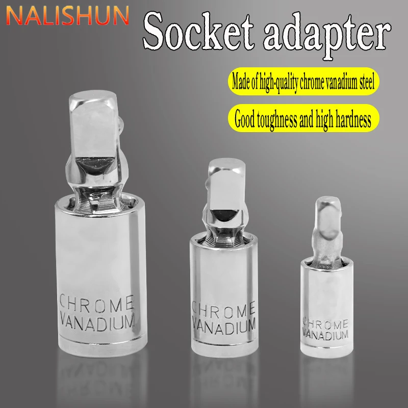 Universal Joint Swivel Socket Adapter Square U-Joint Drive Converter 1/4 3/8 1/2 Ratchet Angle Extension Bar Socket Adapter