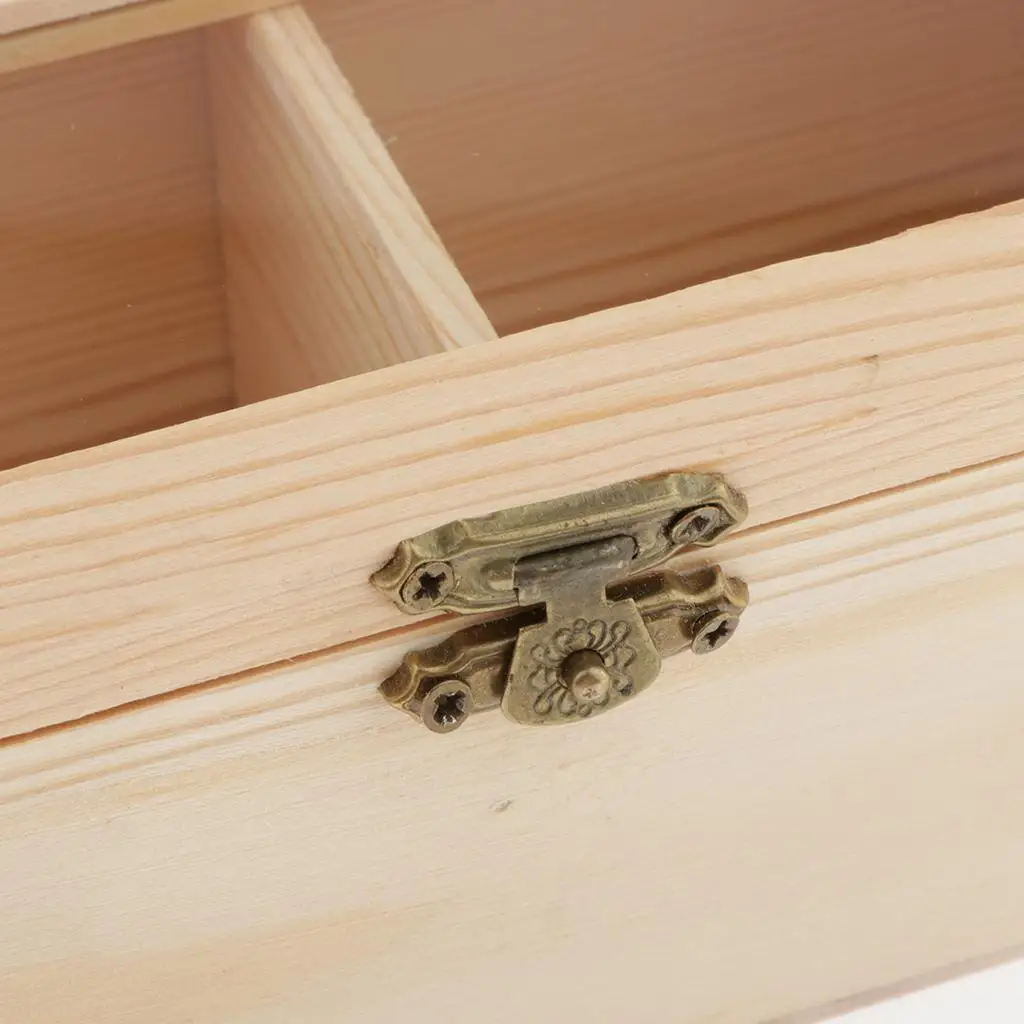 خشب غير مكتمل على شكل مستطيل مع غطاء ، منظم المجوهرات والتخزين ، الحرف الفنية والهوايات ، شبكتان