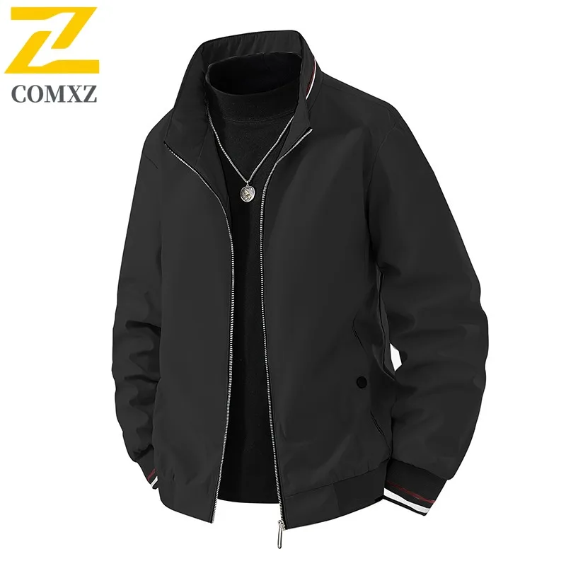 

COMXZ Outdoor Work Mens Jacket High Quality Comfortable Coat Classic Stand Collar Travel Lightweight Durable Autumn Outerwear