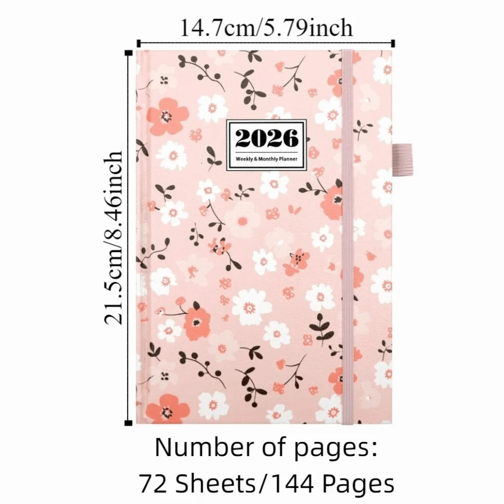 ภาษาอังกฤษ 2026 Schedule Planner Notepad สวมใส่ 12 เดือน A5 Agenda Planning Notebook PU หนังกระดาษหนา