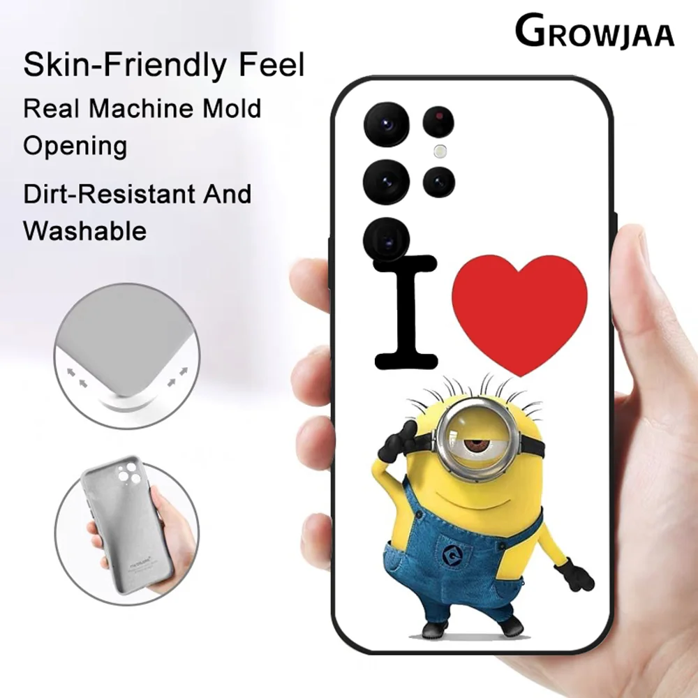 Cartoon M-Minions Big Eyes Cute Phone Case for Samsung Galaxy S24 Ultra S22 S23 Ultra S21 S20 5G Protective Silicone TPU Funda