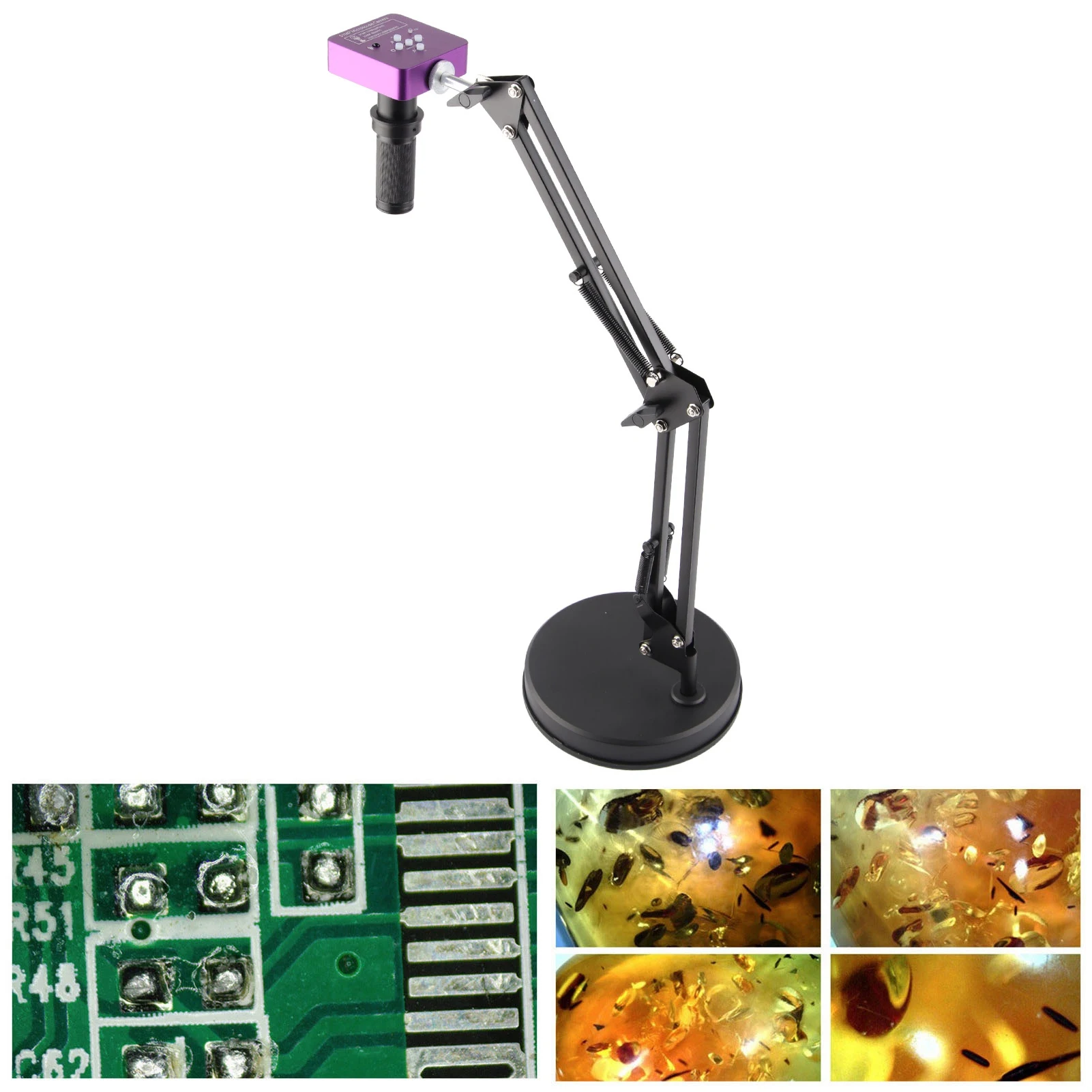 كاميرا مجهر إلكتروني كاميرا مجهر صناعي 51MP 150X هيكل دائري حامل قابل للتعديل كاميرا مجهر إلكتروني