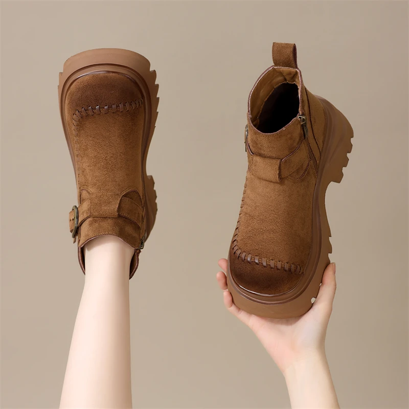 

Удобные легкие нескользящие ботинки для женщин в стиле ретро, водонепроницаемые, из искусственной кожи