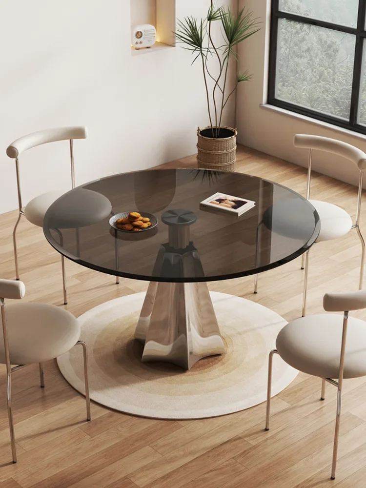 French Clear Glass Kitchen Table Compact Size Classic Design Waterproof Extendable Sliding Doors Wipe Clean Surface