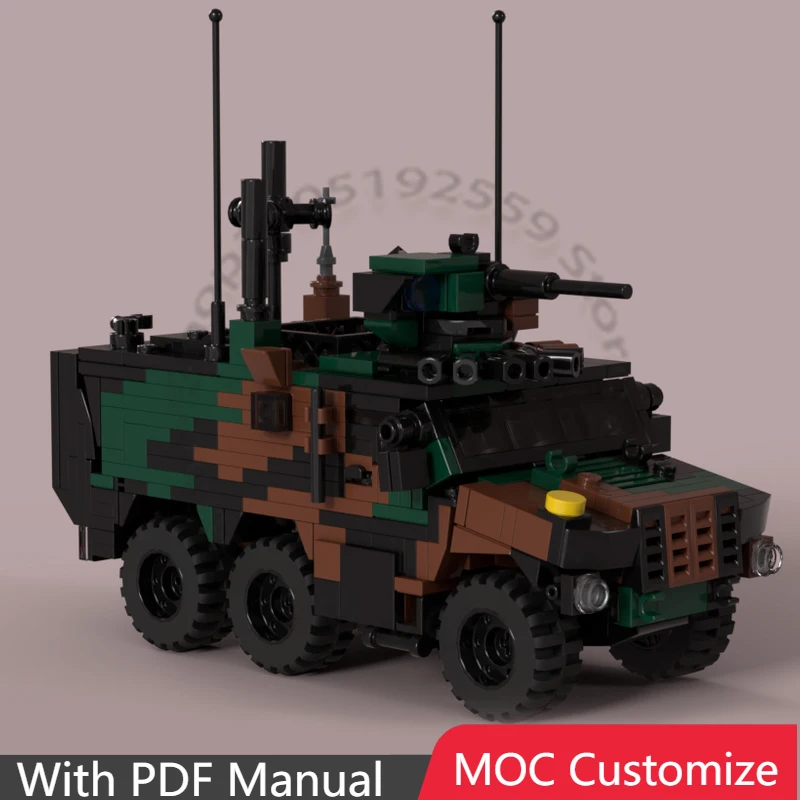 

589 деталей, серия War Series VMBR Griffon - Французский многоцелевой бронеавтомобиль 6x6, модульный конструктор MOC, индивидуальный дизайн, игрушка-подарок для фестивалей, сделай сам