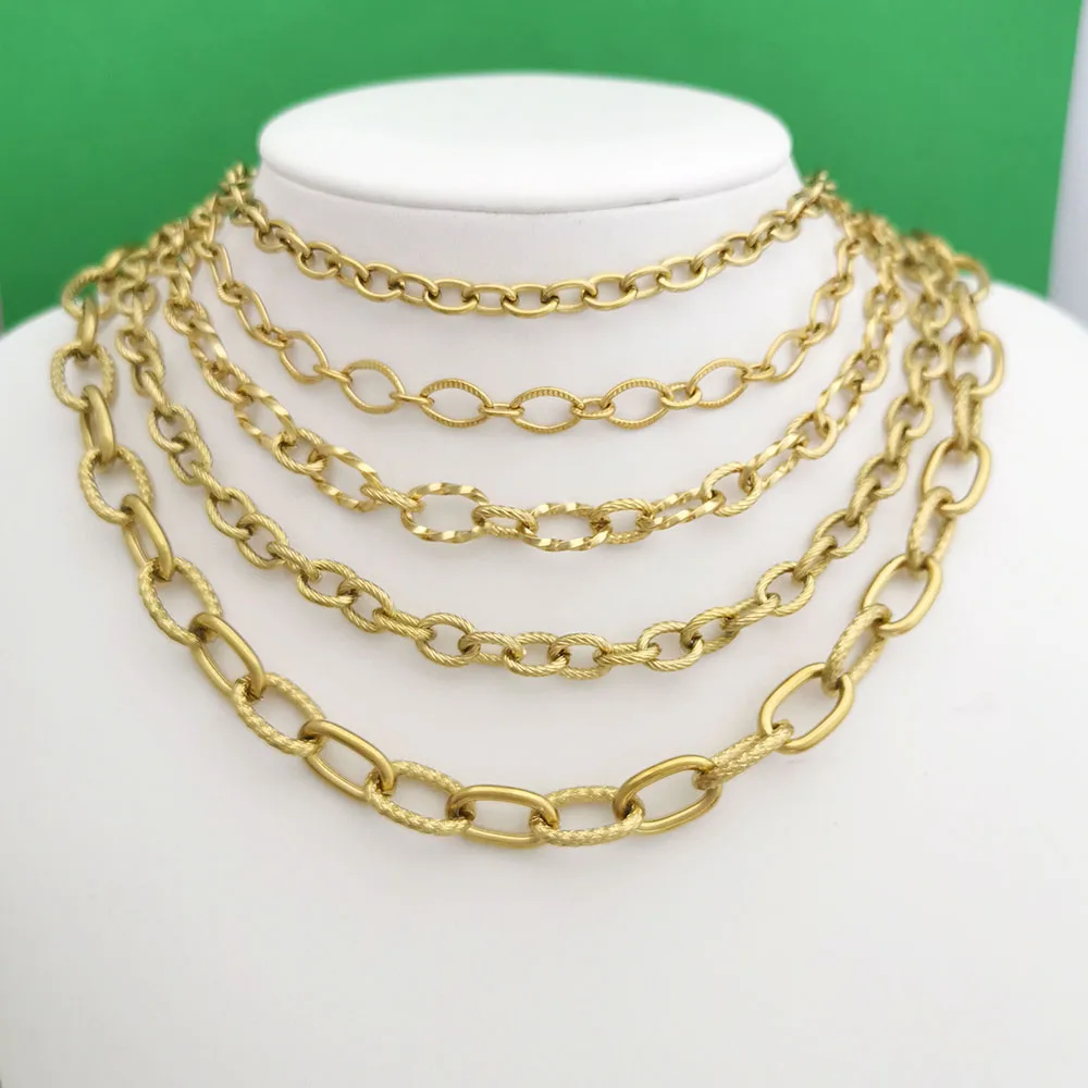Edelstahl-Halskette für Damen und Herren, Choker, Geometrische Verbindung, Gedrehte Kette, Dicke Rolo-Kette, PVD Goldfarbe, Silber, Wasserdicht, Großhandel – Detail 3