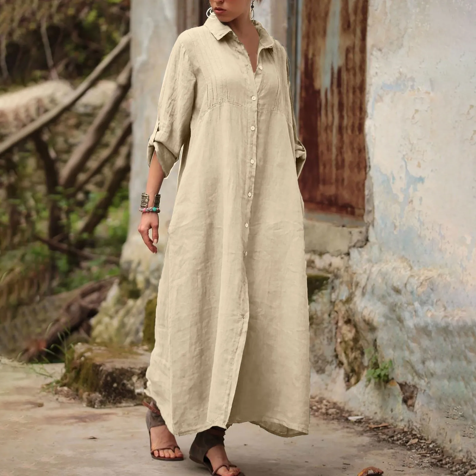 Women Casual Solid Dress Long Sleeve Turtleneck Pocket Dress Casual Loose Dress Casual Summer Dress for Women